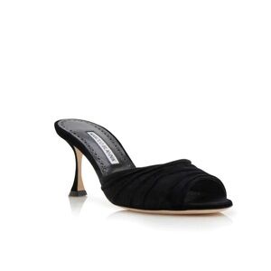 NWT Manolo Blahnik black pirua open toe mules